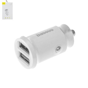 Автомобильное зарядное устройство Baseus C8 K, белое, 15 Вт, 2 порта, 12 24 B, #CCALL ML02