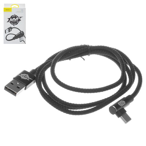 USB кабель Baseus MVP Elbow, USB тип C, USB тип A, 100 см, 2 A, чорний, Г подібний, в нейлоновому обплетенні, #CATMVP A01