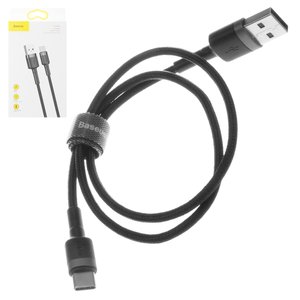 USB кабель Baseus Cafule, USB тип C, USB тип A, 50 см, 3 A, черный, в нейлоновой оплетке, #CATKLF AG1