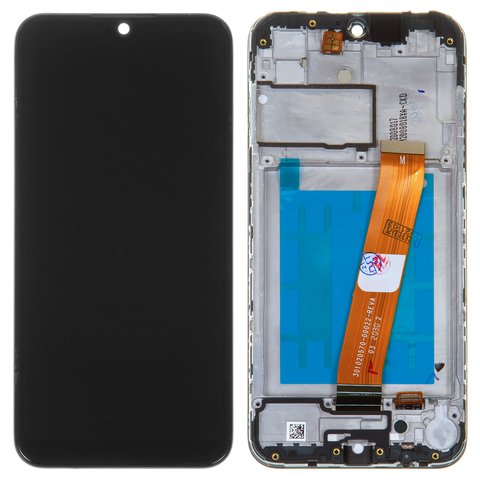 Дисплей для Samsung A015 Galaxy A01, A015F Galaxy A01, чорний, з рамкою, Оригінал переклеєне скло , з вузьким конектором