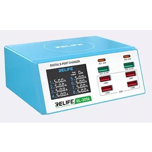 Сетевое зарядное устройство RELIFE RL 309A, 100 Вт, Power Delivery PD , с дисплеем, 8 портов