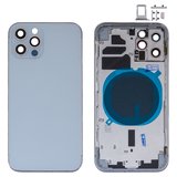 Корпус для iPhone 12 Pro, серебристый, с держателем SIM-карты, с боковыми кнопками, silver