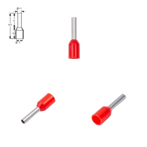 Наконечник VE1008, трубчастый, изолированный, красный, 10 шт., 1 мм², 8 мм