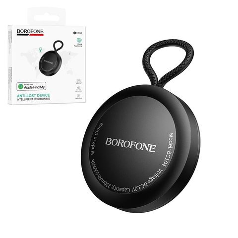 Розумний брелок для пошуку Borofone BC104, GPS трекер, чорний, AirTag, #6941991124822