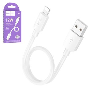 USB кабель Hoco X96, USB тип A, Lightning, 25 см, 12 Вт, 2,4 А, белый, #6942007609395