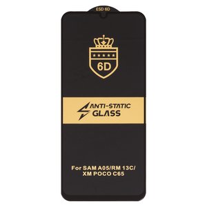 Захисне скло ESD 6D для Xiaomi Poco C65, Redmi 13C; Samsung A055 Galaxy A05, A065 Galaxy A06, сумісне з чохлом, Full Glue, Anti Static, без упаковки , чорний