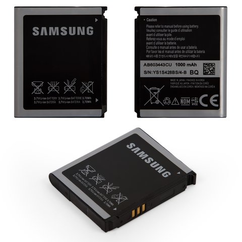 Batería AB603443CE puede usarse con Samsung G800, S5230 Star, Li ion, 3.7 V, 1000 mAh, Original PRC 