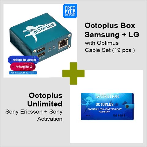 Octoplus Box Samsung + LG con juego de cables Optimus + activación Octoplus Unlimited para Sony Sony Ericsson