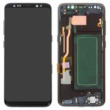 Pantalla LCD puede usarse con Samsung G950 Galaxy S8, negro, con marco, original (vidrio reemplazado), midnight black