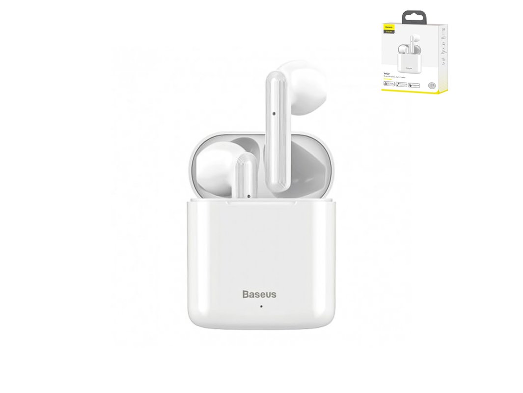 Headphone Baseus W09 wireless white with charging case NGW09