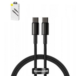 USB Cable Baseus Tungsten Gold, 2xUSB type C, 100 cm, 100 W, black, nylon braided  #CATWJ 01