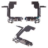 Flat Cable compatible with iPhone 15 Pro, (charge connector, gray, with microphone, HC, natural titanium)