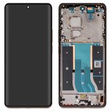 LCD compatible with Realme 12 Pro, (golden, with frame, Original (PRC), RMX3842)
