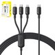 USB Cable Baseus Silky, (micro USB type-B, Lightning, 2xUSB type-C, 150 cm, 100 W, black, 3 in 1) #P10377706123-00