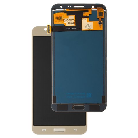 LCD compatible with Samsung J700 Galaxy J7, golden, without adjustment of light, without frame, Copy, TFT  