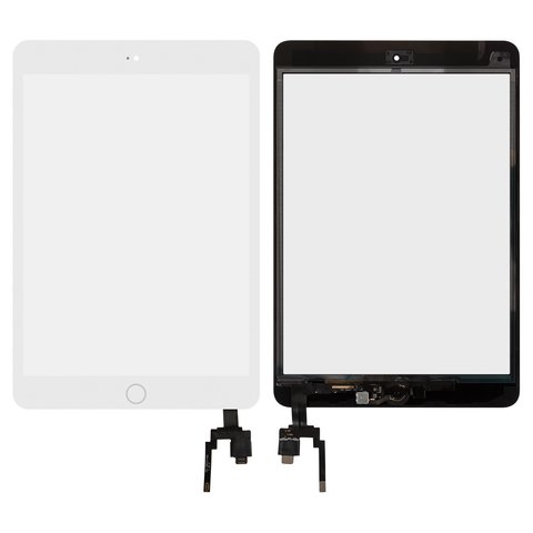 Touchscreen compatible with Apple iPad Mini 3 Retina, with IC, with HOME button, white, with IC, with HOME button 