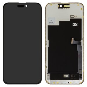 LCD compatible with iPhone 15 Pro Max, black, with frame, HC, without IC, OLED , GX OEM hard 