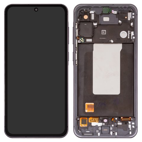LCD compatible with Samsung A566 Galaxy A56, black, with frame, High Copy, OLED , graphite 