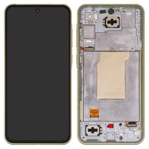 LCD compatible with Samsung A356 Galaxy A35 5G, yellow, with frame, Original PRC , lemon 