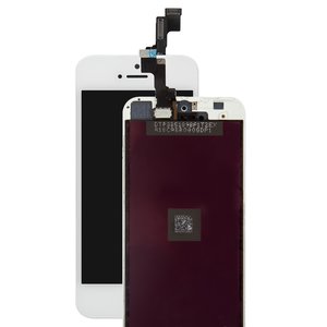 Pantalla LCD puede usarse con iPhone 5S, iPhone SE, blanco, con marco, AAA, Tianma
