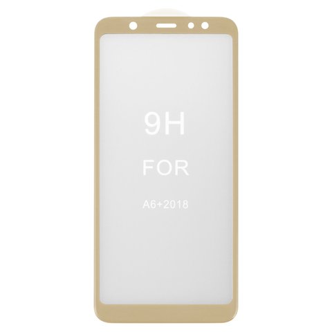 Защитное стекло All Spares для Samsung A605 Dual Galaxy A6+ 2018 , J810 Galaxy J8 2018 , 5D Full Glue, золотистый, cлой клея нанесен по всей поверхности