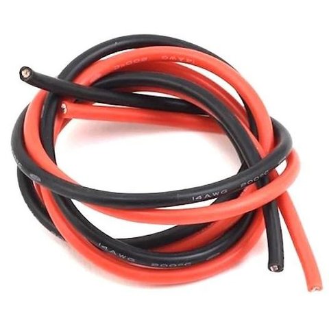 Провод в силиконовой изоляции 14AWG, 2 мм², 1 м, черный, UL3135