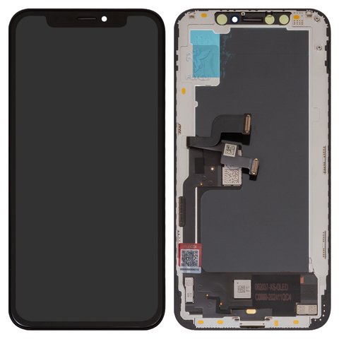 Дисплей для iPhone XS, чорний, з рамкою, FLYCDI, OLED , hard