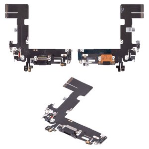 Шлейф для iPhone 13, конектора зарядки, чорний, з мікрофоном, High Copy