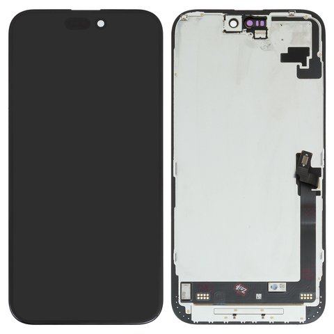 Дисплей для iPhone 16 Plus, черный, с рамкой, переклеено стекло
