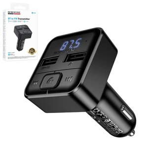 FM трансмиттер Borofone BC63, черный, с кнопкой, с дисплеем, USB тип A, 2 порта, #6941991126185