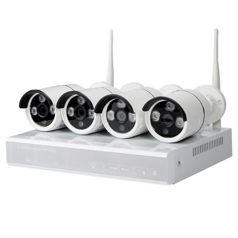 Juego: grabador de video en red MIPCK0420 y 4 cámaras de vigilancia AHD 720p, 2 MP 
